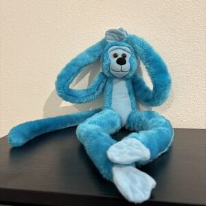 ⭐️ Toys R Us Animal Alley Hanging‎ Neon Blue Plush Monkey Stuffed Animal